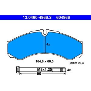 Bremsbelagsatz Scheibenbremse ATE 13.0460-4966.2 für Renault Trucks Mascott