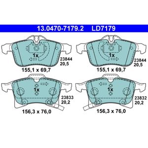 Bremsbelagsatz Scheibenbremse ATE 13.0470-7179.2 für Opel Meriva A Astra H