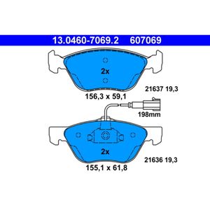 Bremsbelagsatz Scheibenbremse ATE 13.0460-7069.2 für Fiat Alfa Romeo Lancia 145