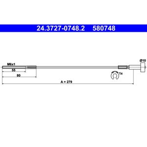 Seilzug Feststellbremse ATE 24.3727-0748.2 für Opel Vectra B CC Astra G Caravan