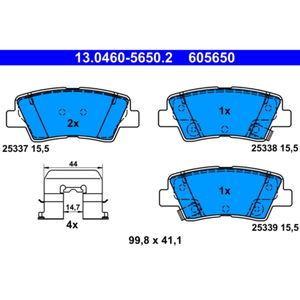 Bremsbelagsatz Scheibenbremse ATE 13.0460-5650.2 für Hyundai Kia Ssangyong I30