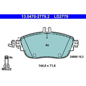 Bremsbelagsatz Scheibenbremse ATE 13.0470-2779.2 für Mercedes-Benz CLA A