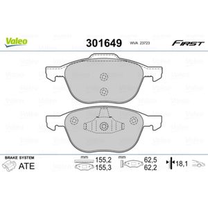 Bremsbelagsatz Scheibenbremse VALEO 301649 für Ford Volvo C-Max II Grand