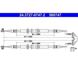 Seilzug Feststellbremse ATE 24.3727-0747.2 für Opel Astra G CC