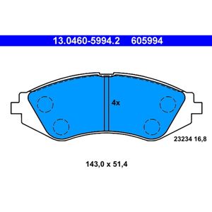 Bremsbelagsatz Scheibenbremse ATE 13.0460-5994.2 für Daewoo Chevrolet Nubira