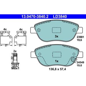 Bremsbelagsatz Scheibenbremse ATE 13.0470-3840.2 für Opel Fiat Corsa D 500l