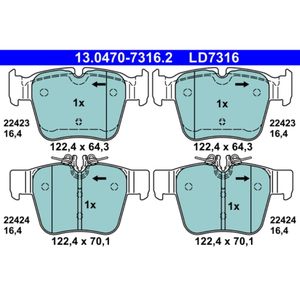 Bremsbelagsatz Scheibenbremse ATE 13.0470-7316.2 für Mercedes-Benz GLC