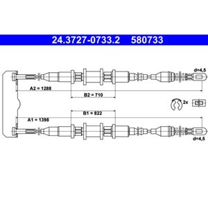 Seilzug Feststellbremse ATE 24.3727-0733.2 für Opel Vectra A CC