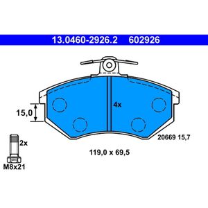 Bremsbelagsatz Scheibenbremse ATE 13.0460-2926.2 für Audi 80 B2 Coupe