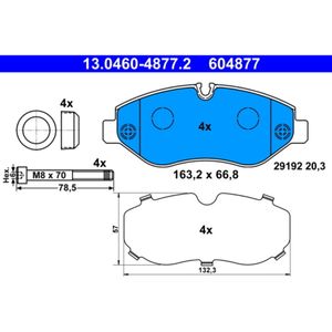 Bremsbelagsatz Scheibenbremse ATE 13.0460-4877.2 für Mercedes-Benz VW Vito V