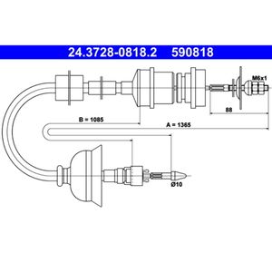 Seilzug Kupplungsbetätigung ATE 24.3728-0818.2 für Peugeot 405 I Break