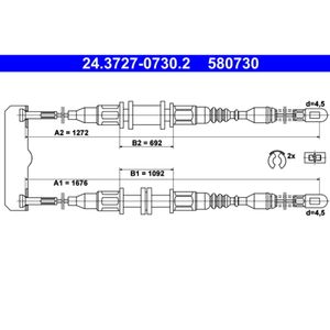 Seilzug Feststellbremse ATE 24.3727-0730.2 für Opel Daewoo Kadett E CC Nexia