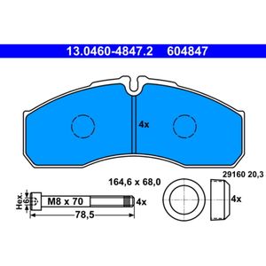 Bremsbelagsatz Scheibenbremse ATE 13.0460-4847.2 für Renault Trucks