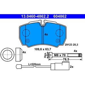 Bremsbelagsatz Scheibenbremse ATE 13.0460-4862.2 für Ford Transit