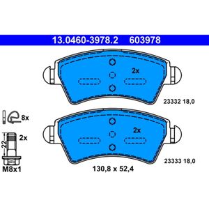 Bremsbelagsatz Scheibenbremse ATE 13.0460-3978.2 für Peugeot Citroën 306 Xsara