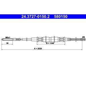 Seilzug Feststellbremse ATE 24.3727-0150.2 für VW Caddy I