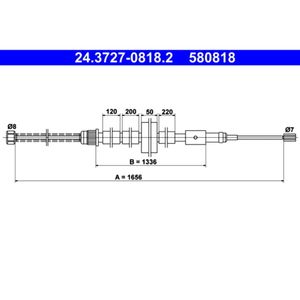 Seilzug Feststellbremse ATE 24.3727-0818.2 für Peugeot 306