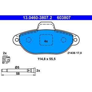 Bremsbelagsatz Scheibenbremse ATE 13.0460-3807.2 für Fiat Panda Classic