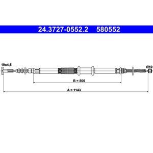 Seilzug Feststellbremse ATE 24.3727-0552.2 für Fiat Multipla