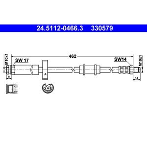 Bremsschlauch ATE 24.5112-0466.3 für Peugeot Fiat Citroën Boxer Ducato Jumper