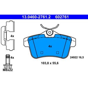 Bremsbelagsatz Scheibenbremse ATE 13.0460-2761.2 für Citroën Peugeot DS C4 II