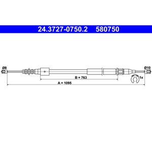 Seilzug Feststellbremse ATE 24.3727-0750.2 für Opel Corsa C Tigra Twintop