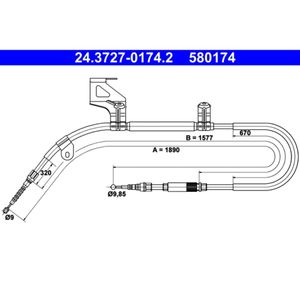 Seilzug Feststellbremse ATE 24.3727-0174.2 für VW Passat B5 Variant