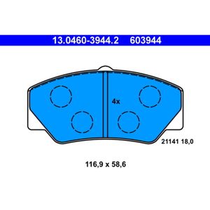 Bremsbelagsatz Scheibenbremse ATE 13.0460-3944.2 für Ford Transit