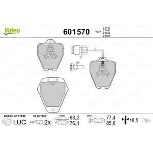 Bremsbelagsatz Scheibenbremse VALEO 601570 für Audi A8 D2