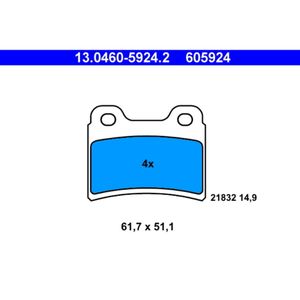 Bremsbelagsatz Scheibenbremse ATE 13.0460-5924.2 für Kia Sephia