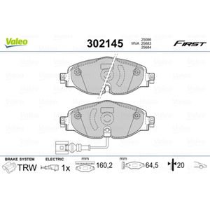 Bremsbelagsatz Scheibenbremse VALEO 302145 für Audi Seat VW Skoda A3 Sportback