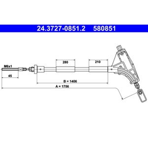 Seilzug Feststellbremse ATE 24.3727-0851.2 für Peugeot 406