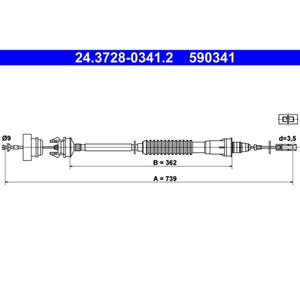 Seilzug Kupplungsbetätigung ATE 24.3728-0341.2 für Peugeot Fiat Citroën 806