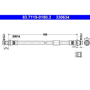 Bremsschlauch ATE 83.7119-0180.3 für Saab 9-5