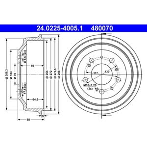 Bremstrommel ATE 24.0225-4005.1 (2 Stk.) für Peugeot Fiat Citroën Boxer Ducato