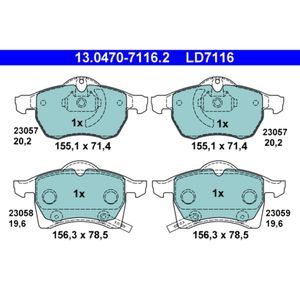 Bremsbelagsatz Scheibenbremse ATE 13.0470-7116.2 für Opel Astra G CC Zafira A