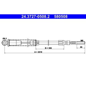 Seilzug Feststellbremse ATE 24.3727-0508.2 für Fiat Uno