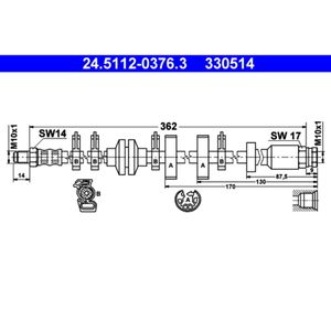 Bremsschlauch ATE 24.5112-0376.3 für Fiat Lancia Punto Y