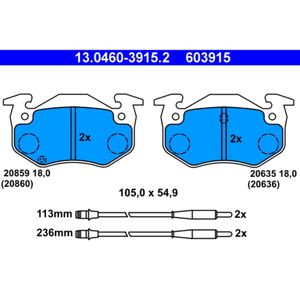 Bremsbelagsatz Scheibenbremse ATE 13.0460-3915.2 für Citroën BX