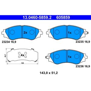 Bremsbelagsatz Scheibenbremse ATE 13.0460-5859.2 für Chevrolet Daewoo Nubira