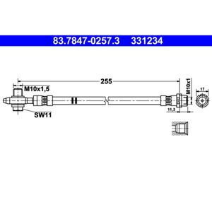 Bremsschlauch ATE 83.7847-0257.3 für Seat VW Skoda Audi Leon Touran Golf VI Yeti