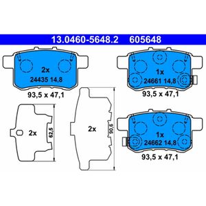 Bremsbelagsatz Scheibenbremse ATE 13.0460-5648.2 für Honda Accord VIII