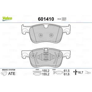 Bremsbelagsatz Scheibenbremse VALEO 601410 für Citroën Peugeot Opel Rifter