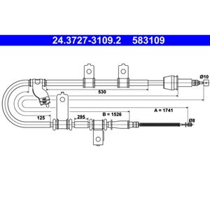 Seilzug Feststellbremse ATE 24.3727-3109.2 für Hyundai Santa FÉ I