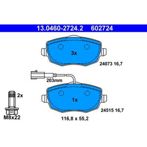 Bremsbelagsatz Scheibenbremse ATE 13.0460-2724.2 für Lancia Ypsilon