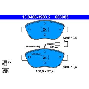 Bremsbelagsatz Scheibenbremse ATE 13.0460-3983.2 für Fiat Lancia Bravo II Stilo