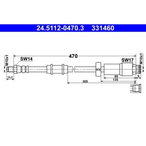 Bremsschlauch ATE 24.5112-0470.3 für Peugeot Fiat Citroën Boxer Ducato Jumper