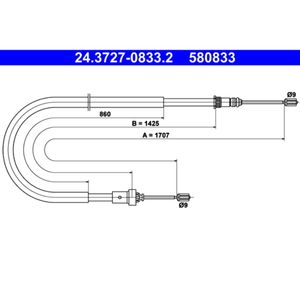 Seilzug Feststellbremse ATE 24.3727-0833.2 für Peugeot 206 CC