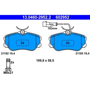 Bremsbelagsatz Scheibenbremse ATE 13.0460-2952.2 für Lancia Fiat Thema Croma