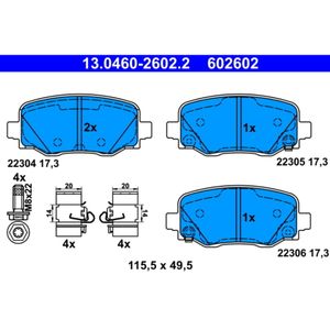 Bremsbelagsatz Scheibenbremse ATE 13.0460-2602.2 für Jeep Fiat Renegade 500x